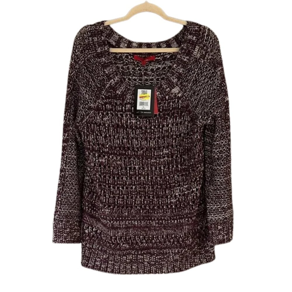 Narciso Rodriguez Marled Knit Sweater – Burgundy & White Textured Pullover | NWT - Picture 1 of 10